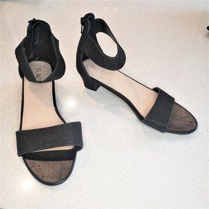sandales avec petit talon, noir scintillant - 6